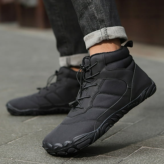 YOUSNH Winter Outdoor New Large Size Men and Women Five Toes Snow Boots Thickened Warm Cotton Non Water Proof High Top Snow Boots Womens Boots Black 9.5