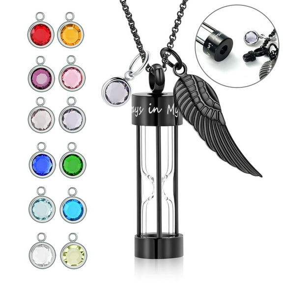 Cremation Urn Necklace for Ashes Timeless Hourglass Memorial Pendant Keepsake Jewelry for Human Pet Ashes