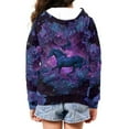 thumbnail image 4 of Uourmeti Love Heart Purple Flower Horse Teen Girls Casual Hoodie Long Sleeve Soft with Pockets Loose Comfy Pullover for Daily Wear Size 14-16, 4 of 7