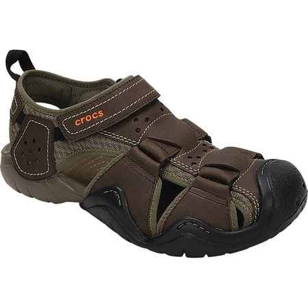 Crocs Men's Swiftwater Leather Fisherman Sandals (Best Leather Sandals Brand)