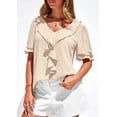 thumbnail image 6 of PRETTYGARDEN Women's Summer Dressy Casual Blouses Short Sleeve V Neck Ruffle Going Out Tops Shirt Trendy Spring Outfits, 6 of 9