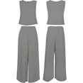 thumbnail image 5 of Roylamp Women's Summer 2 Piece Outfits Round Neck Crop Basic Top Cropped Wide Leg Pants Set Jumpsuits High quality, 5 of 5