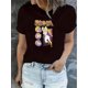 thumbnail image 1 of Camiseta de Mujer de Verano BásicaWomen's Casual Round Neck T-Shirt with Knight Pattern, Short Sleeve, Comfortable Summer Top, Polyester and Spandex Blend, Machine WashableFather's Day, Mother's Day, 1 of 6