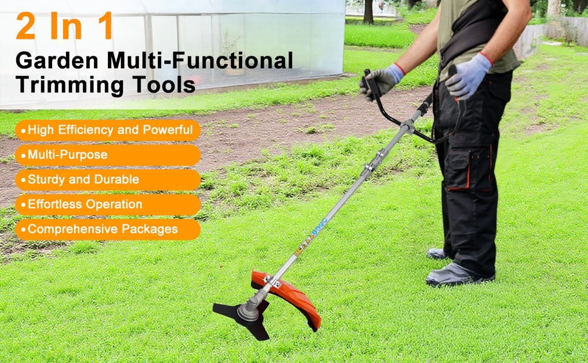 Seipouy Gas String Trimmer | 2 in 1 Cordless String Trimmer | 52cc 2-Stroke Weed Wacker Gas Powered | Weed Eater| Gas Weed Eater | Grass Trimmer | 10'' Brush Cutter & Shoulder Strap Included