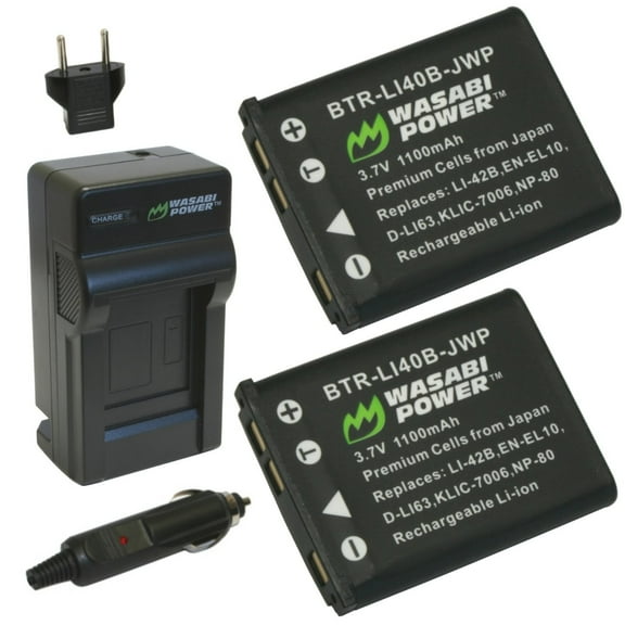 Wasabi Power Battery (2-Pack) and Charger for Olympus LI-40B, LI-42B