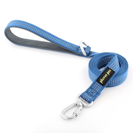 Plutus Pet Heavy Duty Dog Leash with Lockable Aluminum Carabiner 4/6 Feet Long Double-Sided Reflective Nylon Padded Handle for Puppy Small Medium and Large Dogs (Blue 1 x 6 )