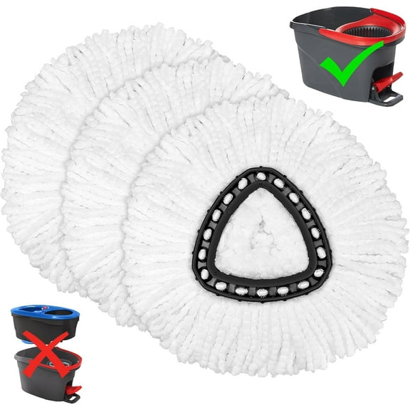 3 Pack Mop Replacement Heads for O-Cedar Spin Mop, Microfiber EasyWring Mop Refills, Easy Cleaning Replacement Heads