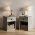 thumbnail image 2 of Furinno TIDUR Night Stand Set of 2, Modern Nightstand with Drawer, Bedside Table with Storage Shelf, End Table, Side Table, Knob Handle Drawer, for Bedroom, Living Room, Grey Oak, 2 of 5