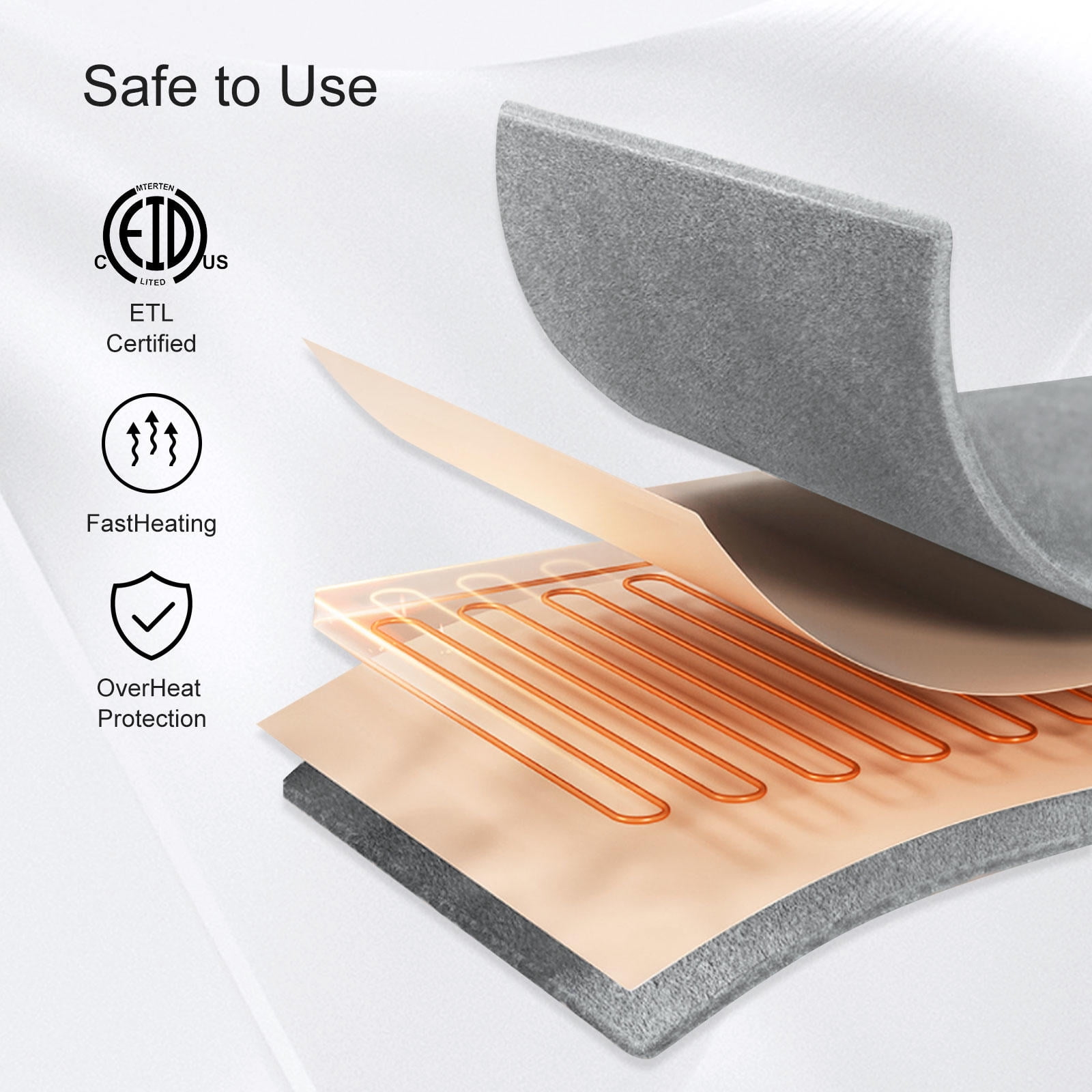 60 x 50 Electric Heated Throw Blanket With 9 Heating Levels 3h 10h Auto Off Machine Washable