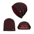thumbnail image 3 of ZOELNIC Men's Slouchy Beanie Hat Over-sized Skull Cap Winter Warm Knitted Fleece Lined Hat for Men Winter Accessories, Wine Red, 3 of 9