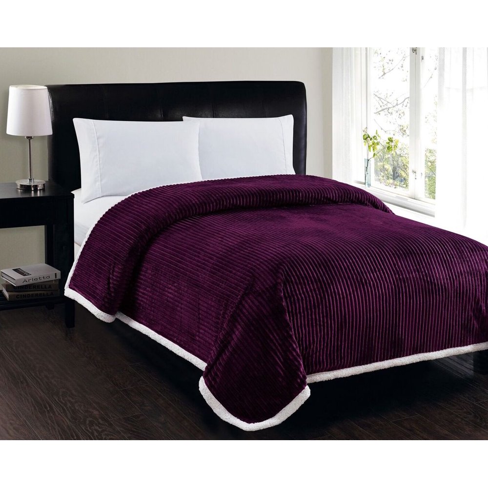 Lush Elegance King Size Corduroy Reversible Sherpa Blanket (102" x 86