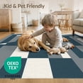 thumbnail image 4 of ODIKA 3'x5' Dark Teal Geometric Venn Charcoal Washable Throw Rug Modern Flatwoven Design With Abstract Rectangular Motifs Stain Resistant, Low Profile, Non-Slip for Entryway, Kitchen, Mudroom, 4 of 7