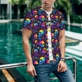 thumbnail image 6 of Rateoe mushroom rainbow color Skull Pattern Men’s Baseball Short Sleeve Polo Shirt, Midweight Men's Shirt Golf Shirt Polo Shirts Quick Dry Short-X-Large, 6 of 7