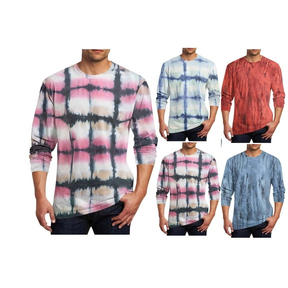 SGFCWSX Mens Long Sleeve Plaid Shirts,Round Neck Lightweight Pullover Casual Tops Red L