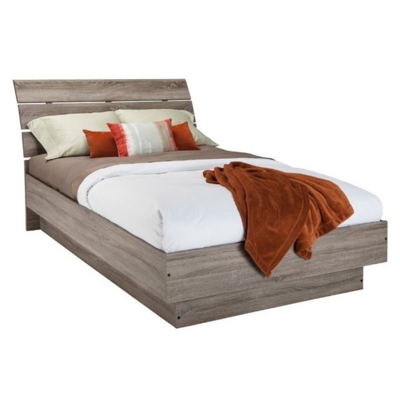 Pemberly Row Contemporary Sturdy Queen Platform Bed in Truffle with