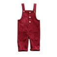 thumbnail image 1 of xiaxaixu Toddler Baby Corduroy Suspender Rompers Solid Color Adjustable Strap Pockets Overalls Spring Autumn Button Down Trousers, 1 of 9