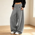 thumbnail image 2 of MEZZALL Women Solid Color Baggy Wide Leg Sweatpants Elastic Drawstring Low Rise Deep Side Pockets Oversized Relaxed Fit Hop Streetwear Casual Trousers, XL, 2 of 6