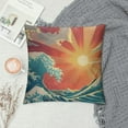 thumbnail image 2 of GOSMITH Throw Pillow Cover Blue Surf Sea Waves Vintage of Nature with Sun Retro Beach Decorative Pillow Case Home Decor Square Pillowcase, 2 of 5
