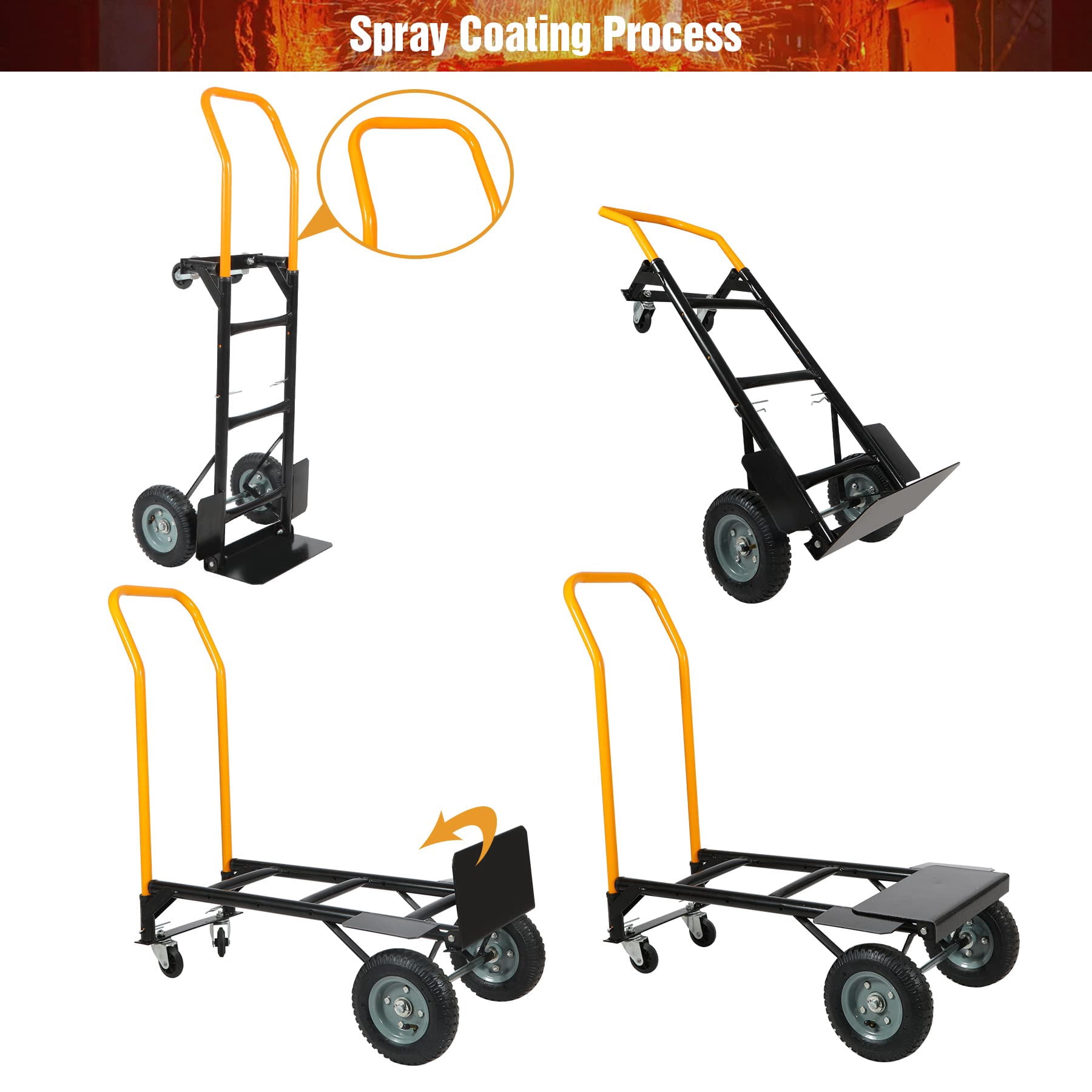 RedSwing Convertible Hand Truck – 2-in-1 Portable 4-Wheel Dolly Cart, Heavy-Duty Platform Cart for Moving, 330 lbs Capacity
