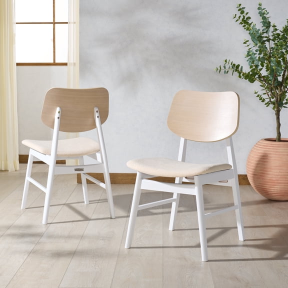 Safavieh Couture Rhonda Mid-Century Linen Dining Side Chairs, White Washed/White (Set of 2)