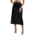 thumbnail image 4 of DARING DIVA Women's Satin Lace Trim Flared Hem Lightweight Maxi Half Slip XL Black, 4 of 6