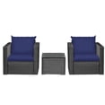 thumbnail image 3 of Barara King Patio Conversation Table Chair Set, Outdoor Collection Set, 3 Pieces Patio Wicker Conversation Set with Cushion-Navy, 3 of 8