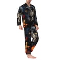 thumbnail image 2 of Lsque Colorful Floral Black Dog Pattern Long Sleeve Pajama Set for Men - Soft 2-Piece Sleepwear and Loungewear Set with Pockets, Comfy Nightwear-Small, 2 of 7