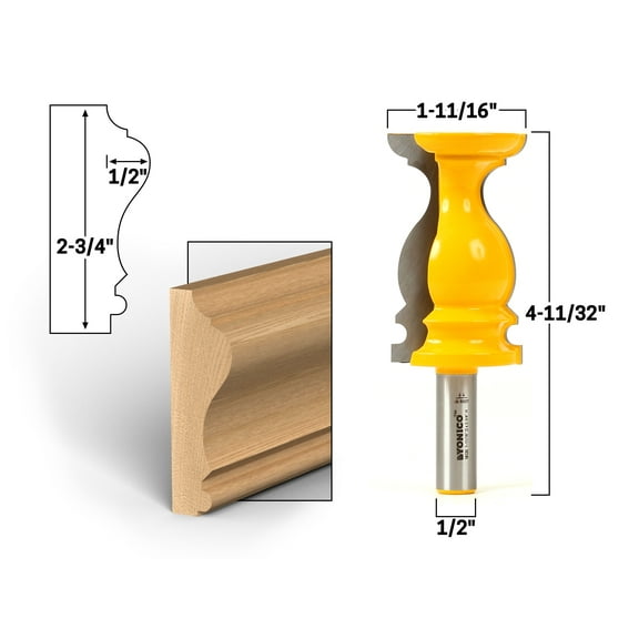2-3/4" Chair Rail Molding Router Bit - 1/2" Shank - Yonico 16120