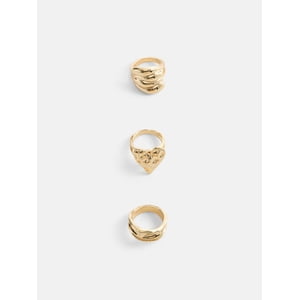 No Boundaries Women's Goldtone Heart Ring Set, 3-Piece