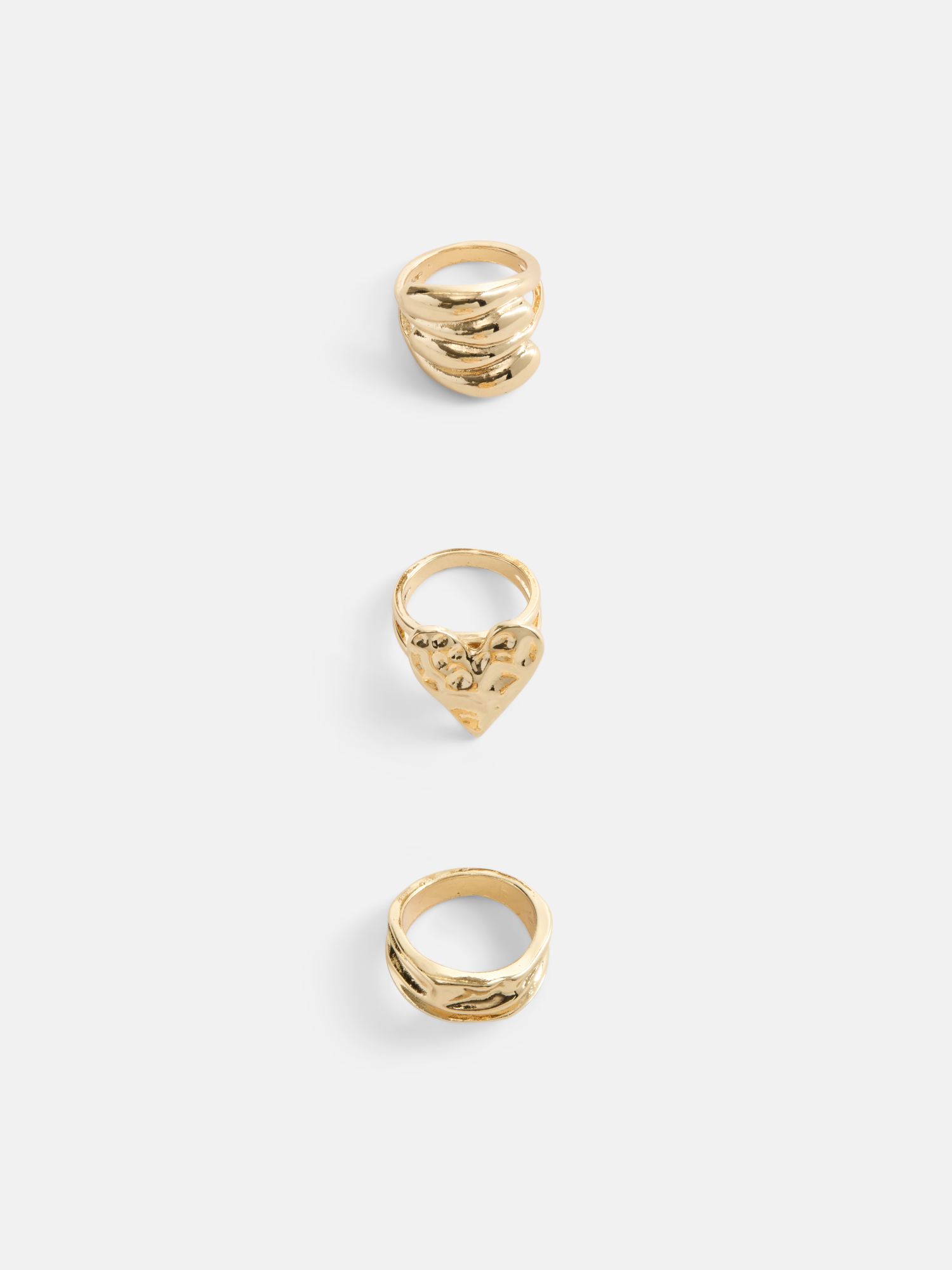 No Boundaries Women's Goldtone Heart Ring Set, 3-Piece photo 1