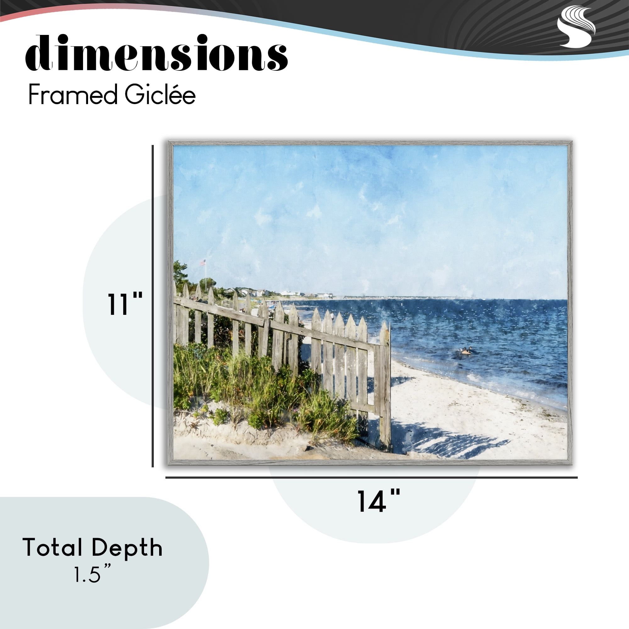 Stupell Industries Beach Pickets View Gray Framed Giclee Art, design by Kim Curinga