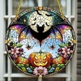 thumbnail image 4 of 7.8 inch Acrylic Witch Window Decoration, Round Hanging Ornament for Door, Outdoor and Yard Decor, Mystical Moonlit Witch Decorative Hanging Ornament, Gothic Halloween Decor(Black-Bat), 4 of 6