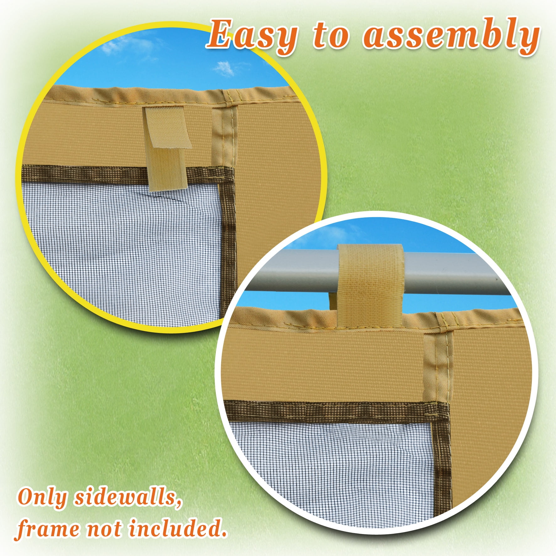 Sunny Replacement Mosquito Netting for 8' x 8' Gazebo, Zippered Mesh Sidewalls Only, Pack of 4