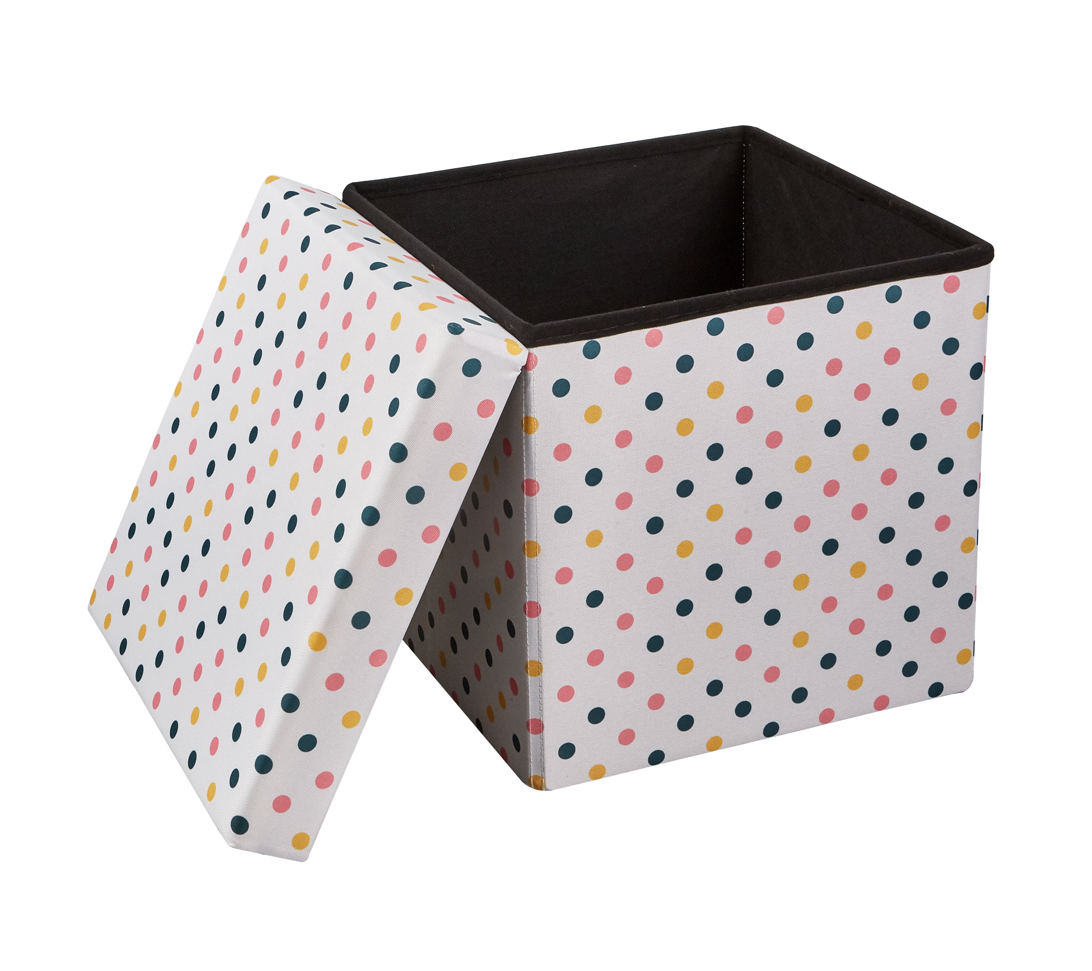 (2 pack) Kvell Kids 15 Inch Collapsible Toy Storage Bin with Polka Dot Design and Removable Lid
