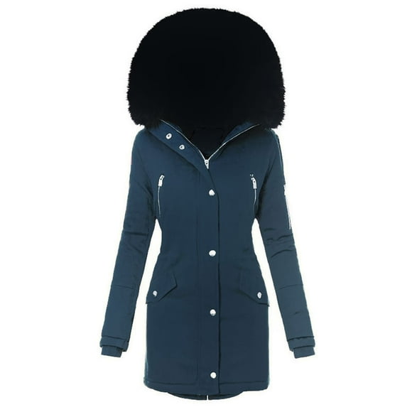 Lisbinx Trench Coat for Women, Women Fall And Winter Solid Jacket Long Sleeve Outwear Zipper Cardigan Hooded Keep Warm Pocket Coat Tops for Indoor/Outdoor