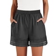 thumbnail image 2 of Kelon Linen Shorts for Women Summer Ruffle Waist Mid Waisted Drawstring Wide Leg Shorts with Pockets Vacation Outfit, 2 of 8