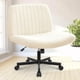 thumbnail image 1 of Silla de Oficina Ergonómica sin Brazos con Respaldo Medio, Tiene Ruedas, Asiento Ancho con Patas Cruzadas, Tocador Giratorio Ajustable de 360°, Acolchado de Tela (Blanco) (Blanco), 1 of 4
