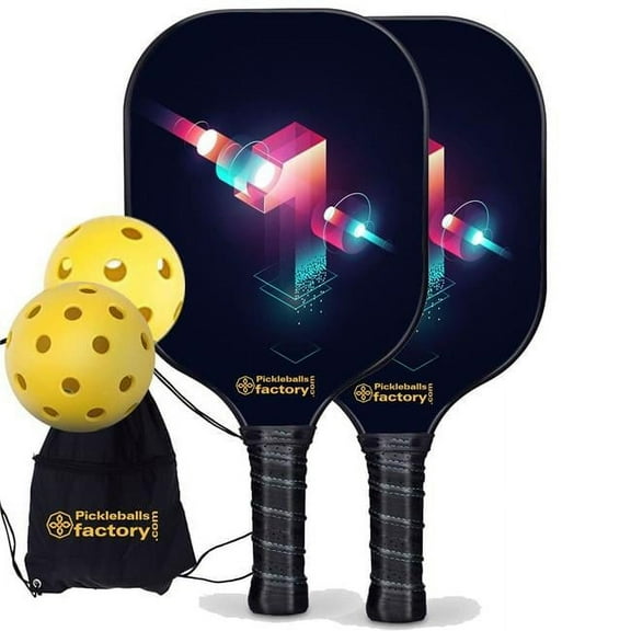 Pickleball Factory PB00018-4-C Pickleball Starter Set - One Pickleball Paddles for Sale, Pickleball Set for Driveway, Carbonfiber Graphite