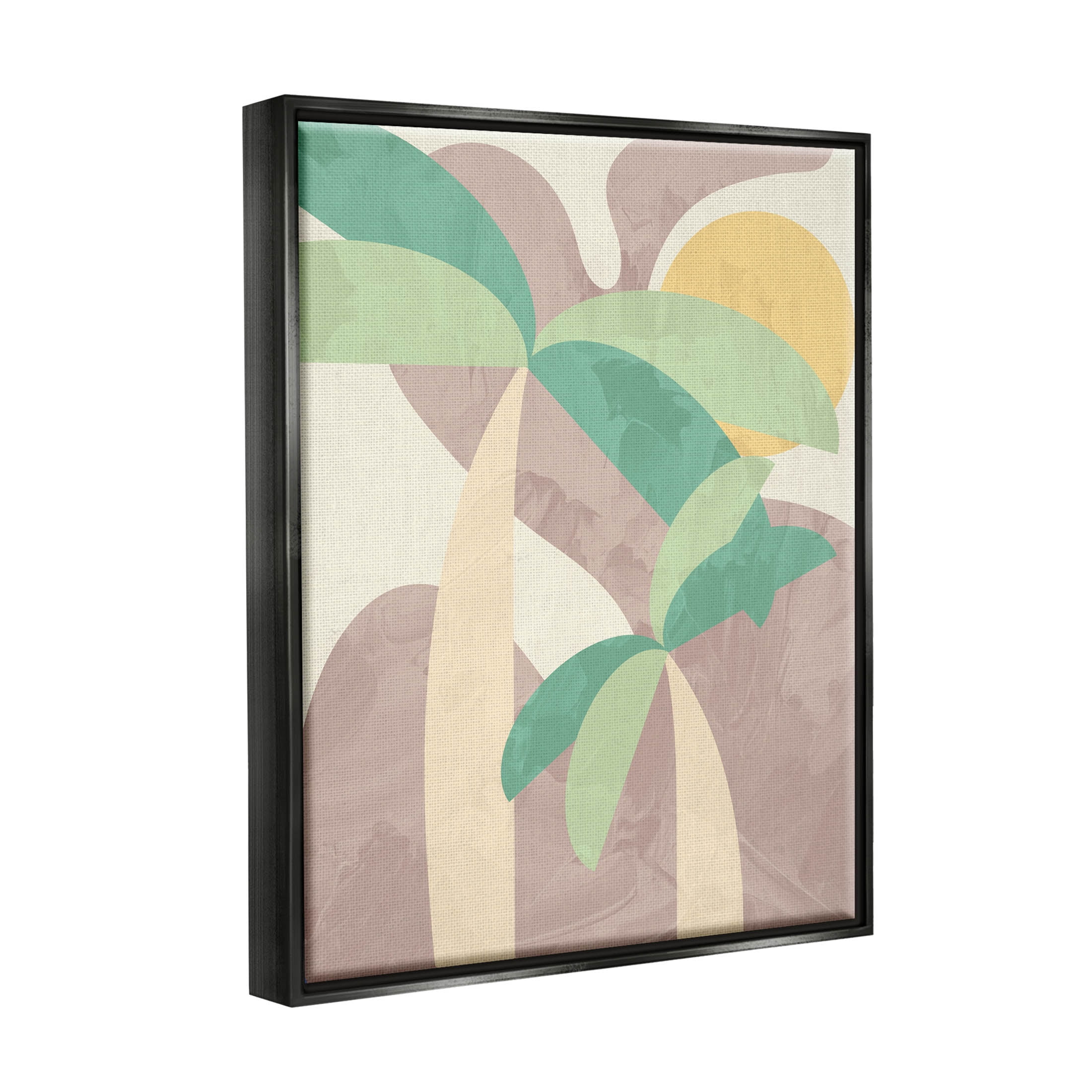 Abstract Summer Palms Shapes Botanical & Floral Graphic Art Jet Black Framed Art Print Wall Art