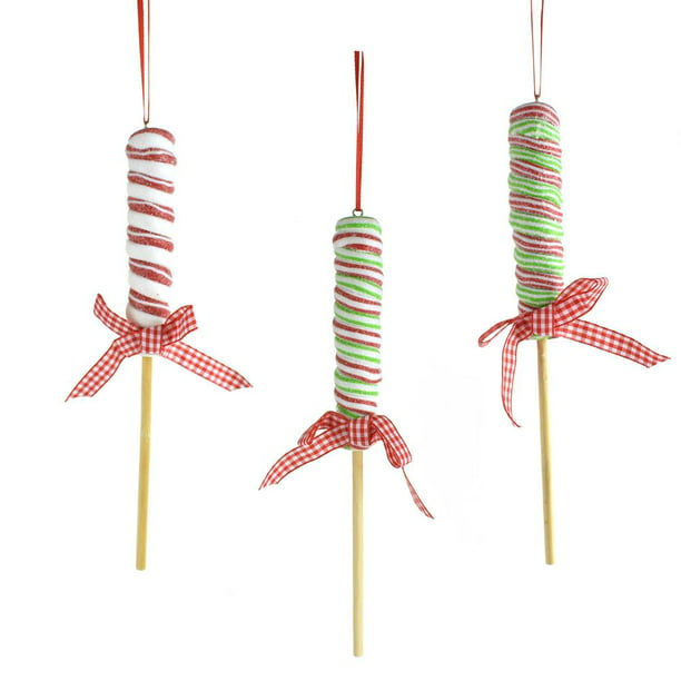 Festive Long Swirl Lollipop Christmas Ornaments, 8-1/4-Inch, 3-Piece ...