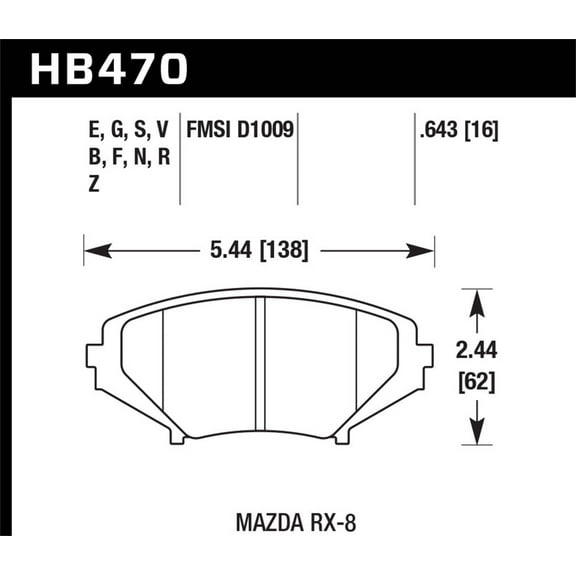 Hawk 04-09 RX8 HP  Street Front Brake Pads (D1009) Fits select: 2004-2007,2008-2011 MAZDA RX8
