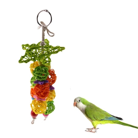 2 Pieces Hanging Parrot Chewing Toys with - Multicolored Wooden Blocks Tearing Toys Cockatiel Macaws Cokatoos, African Grey