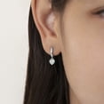 thumbnail image 3 of 925 Sterling Silver Small Simulated Opal Heart Dangle Hoop Earrings For Girls, 3 of 6