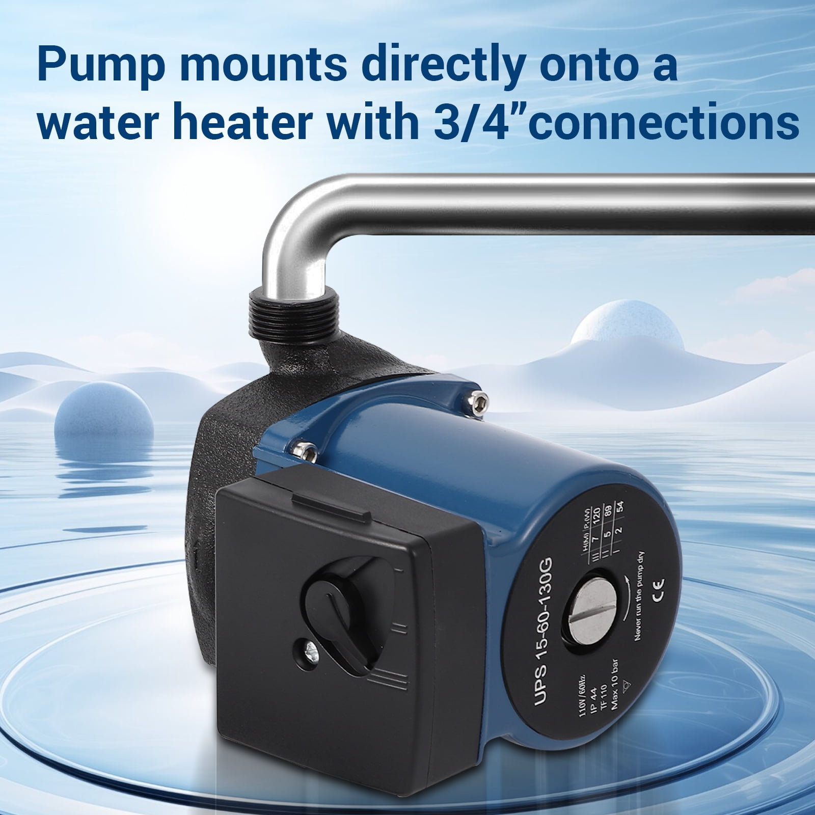 ChaoLink 120W 110V Hot Water Recirculating Pump | 9.5 GPM Cast Iron Circulation Pump for Water Heater & Hydronic Floor Heating | 3-Speed Control, Low Power & Ultra-Quiet Operation