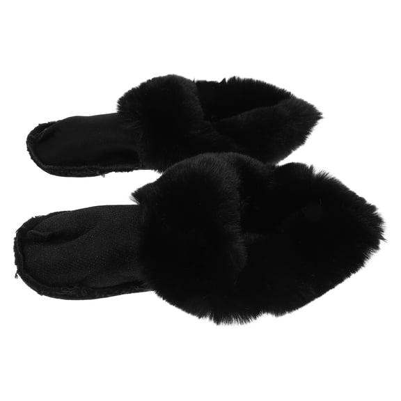 Homoyoyo Warm Plush Shoe Inserts Black Cotton Lining for Home Use 1Pair