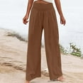 thumbnail image 2 of Linen Pants for Women High Waisted Wide Leg Loose Fit Palazzo Pants Casual Beach Trendy Trouses with Two Pockets, 2 of 6