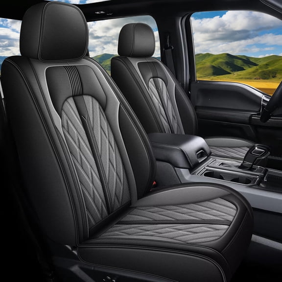 LAONNVIR Seat Covers Fit for Honda Ridgeline 2006-2026 5 Seats Crew Cab Truck Car Seat Covers Faux Leather Full Set Pickup Seat Cushion Protector - Front Seats Compatible with Armrests