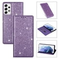 thumbnail image 1 of SaniMore Magnetic Flip Wallet Case for Samsung Galaxy A33 5G 6.4", PU Leather Ultra-Thin Glitter Cover Buil-in Card Slot & Kickstand Shockproof Protective Shell for Samsung A33 5G, Purple, 1 of 8