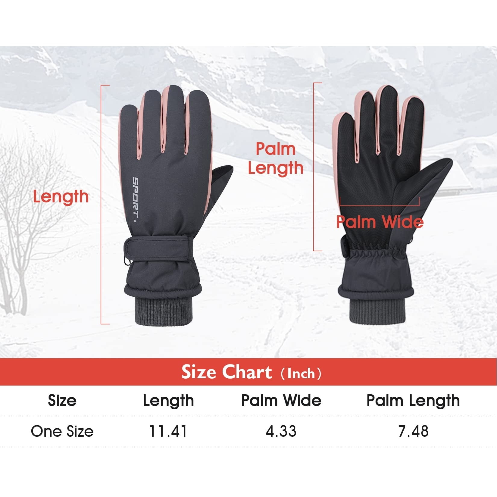 MCTi Women's & Men's Ski Gloves Set - MC1702 Gray & MC1605 Black, Large, 3M Thinsulate, Waterproof, Touchscreen