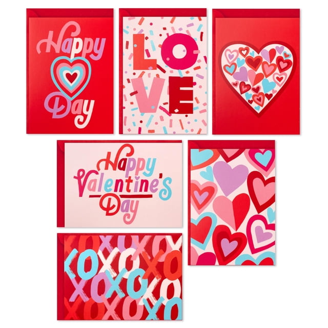 Tarjetas de San Valentín Hallmark XO Corazones, paquete de 36, 9,5 x 13 cm